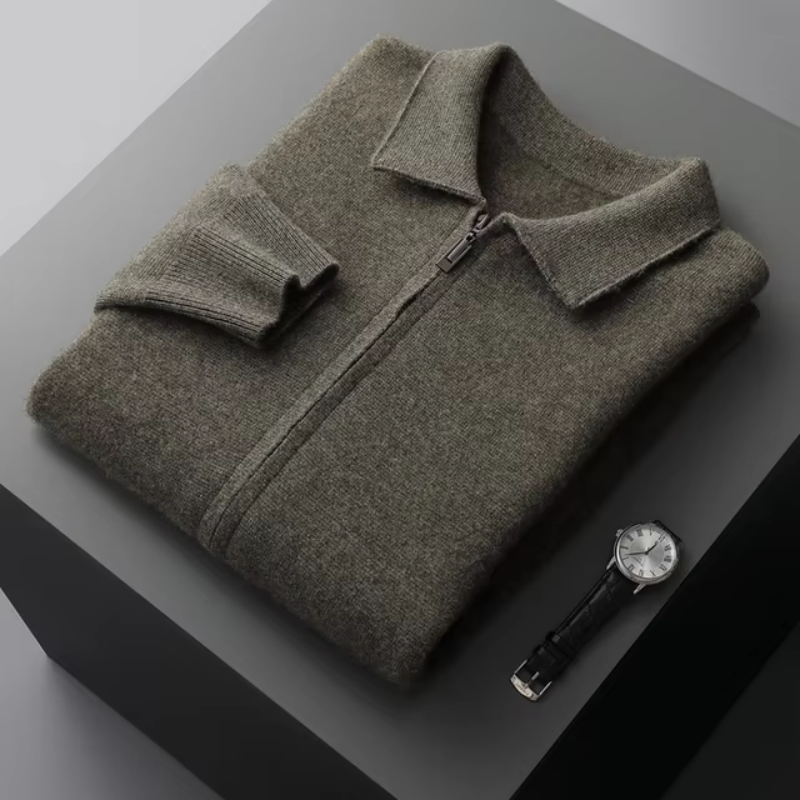 Image of Darryl | Men's Full Zip Collared Sweater Jacket