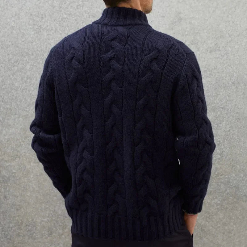 Deacon | Men's Zip-Up Cable Knit Sweater - Image 2