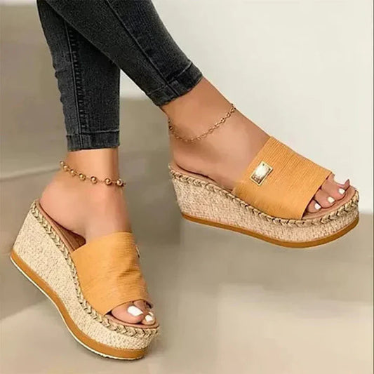 Image of Debra | Women's Espadrille Wedge Slide Sandals