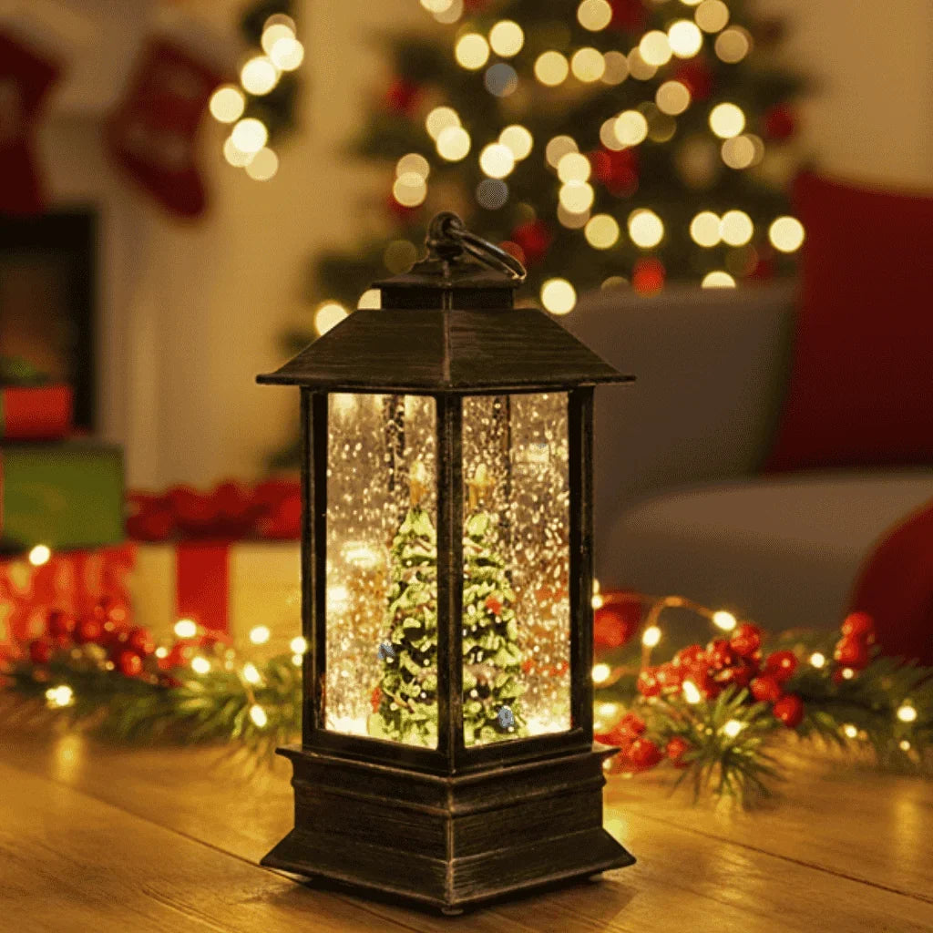 Decorative Christmas Lantern with Timer and Warm Light – Classic Design for Indoor Decoration