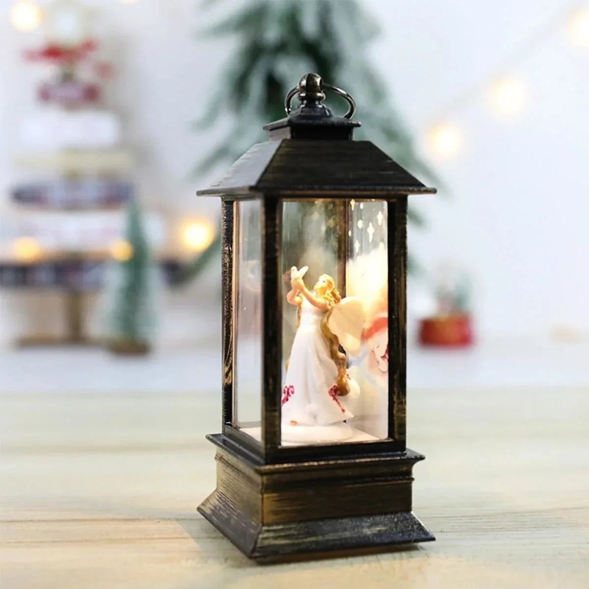Decorative Christmas Lantern with Timer and Warm Light – Classic Design for Indoor Decoration
