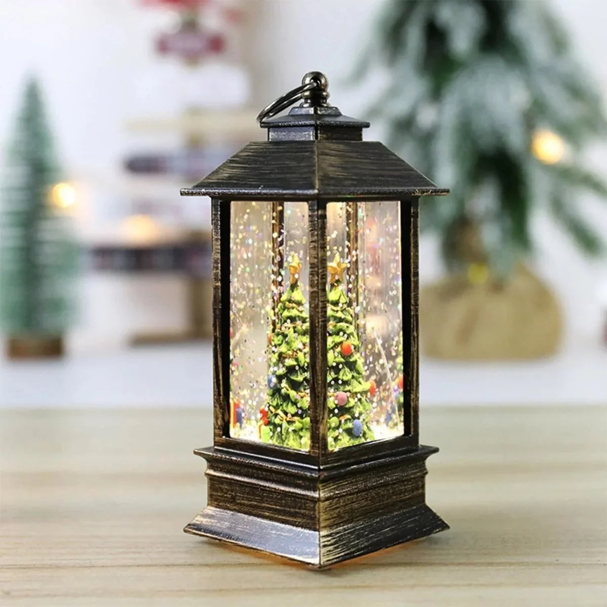 Decorative Christmas Lantern with Timer and Warm Light – Classic Design for Indoor Decoration