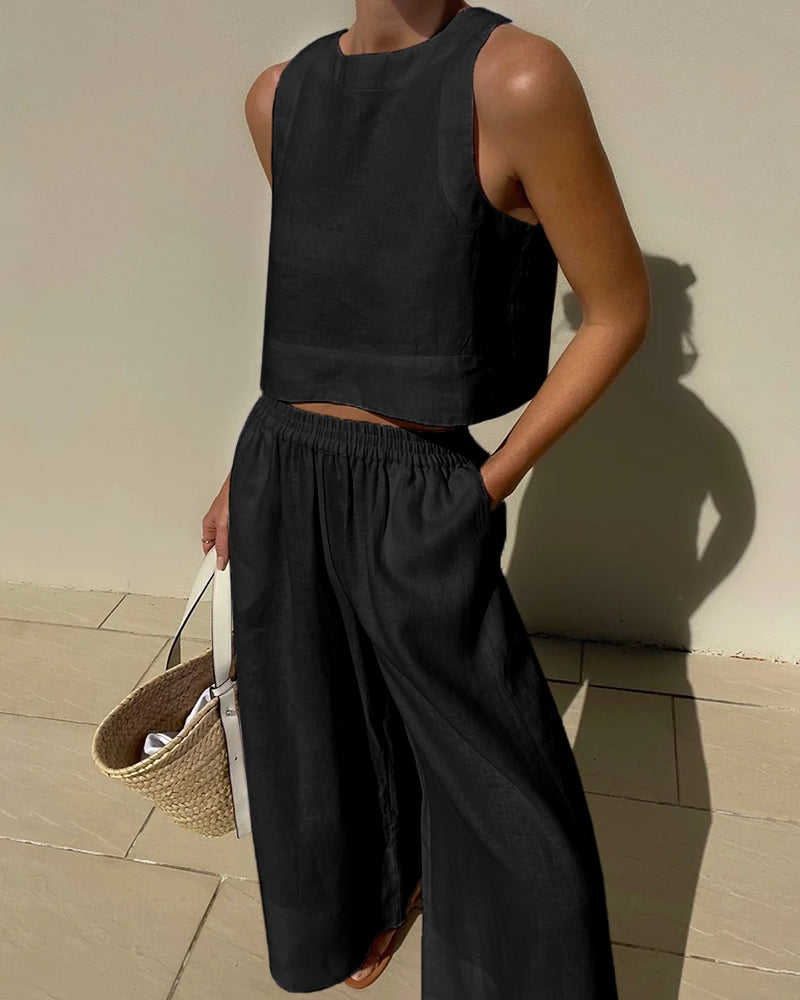 Image of Destiny | Women's Cropped Sleeveless Two-Piece Set