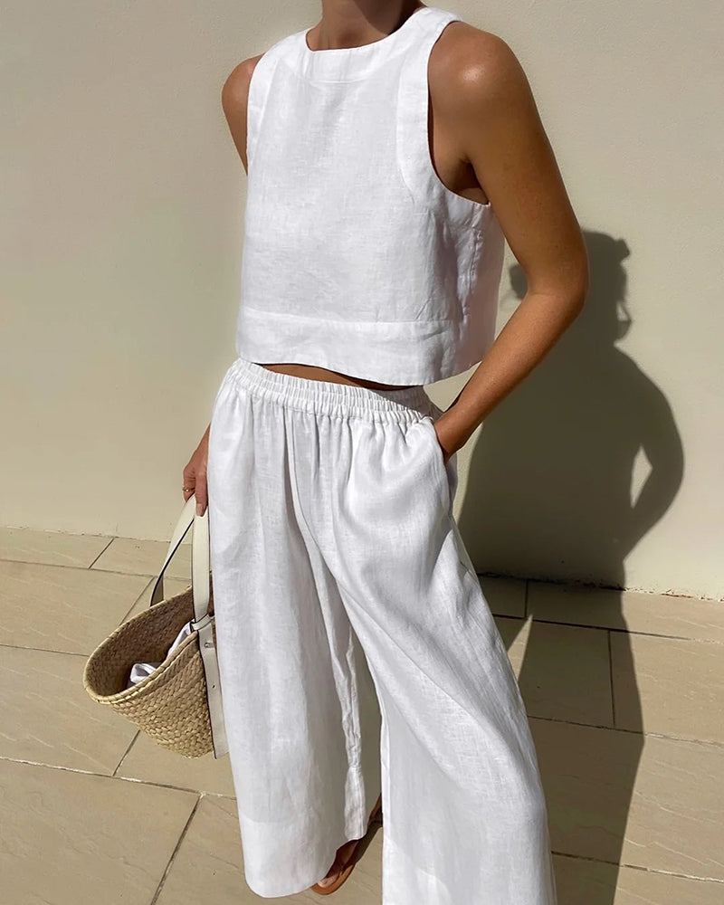 Image of Destiny | Women's Cropped Sleeveless Two-Piece Set