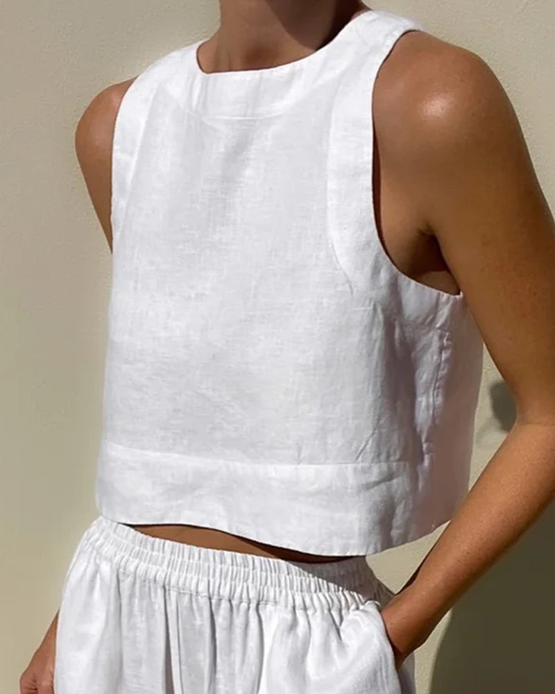 Image of Destiny | Women's Cropped Sleeveless Two-Piece Set