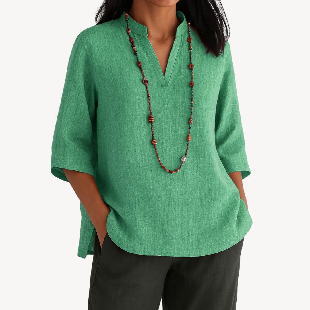 Image of Diane | Women's V-Neck Relaxed Fit Tunic Top