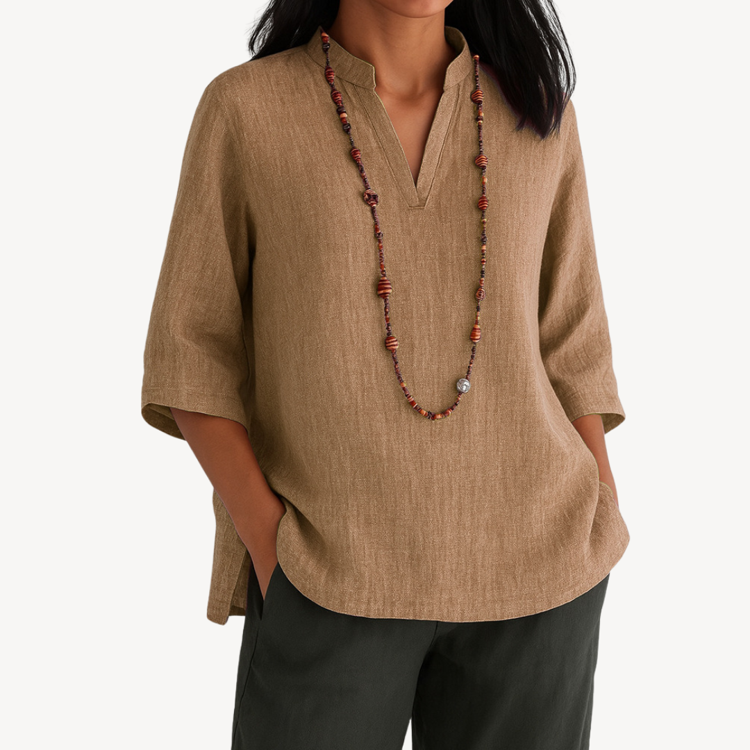 Image of Diane | Women's V-Neck Relaxed Fit Tunic Top