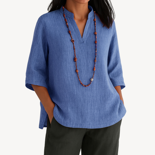 Image of Diane | Women's V-Neck Relaxed Fit Tunic Top