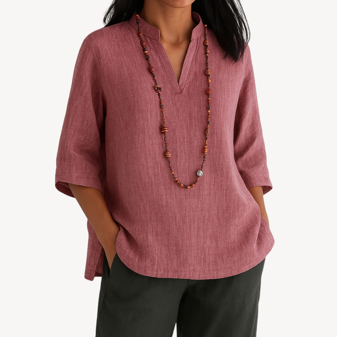 Image of Diane | Women's V-Neck Relaxed Fit Tunic Top