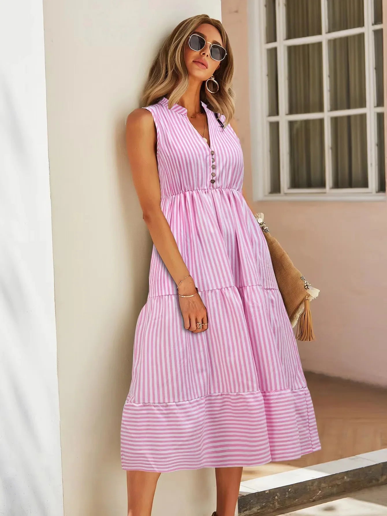 Image of Dianna | Women's Sleeveless A-Line Midi Dress