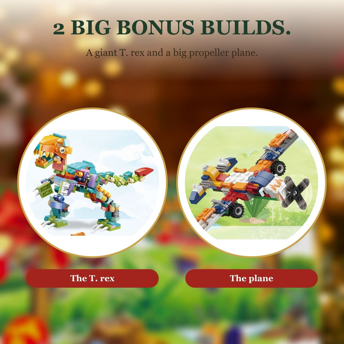 Dinosaur and Vehicle Brick Advent Calendar, 24 Mini Builds plus Big T. Rex