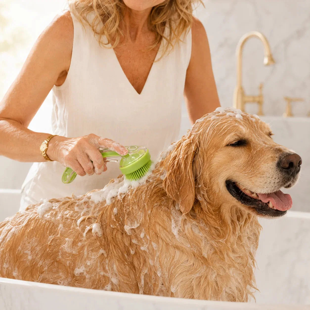 Dog Bath Brush with Built-in Shampoo Dispenser