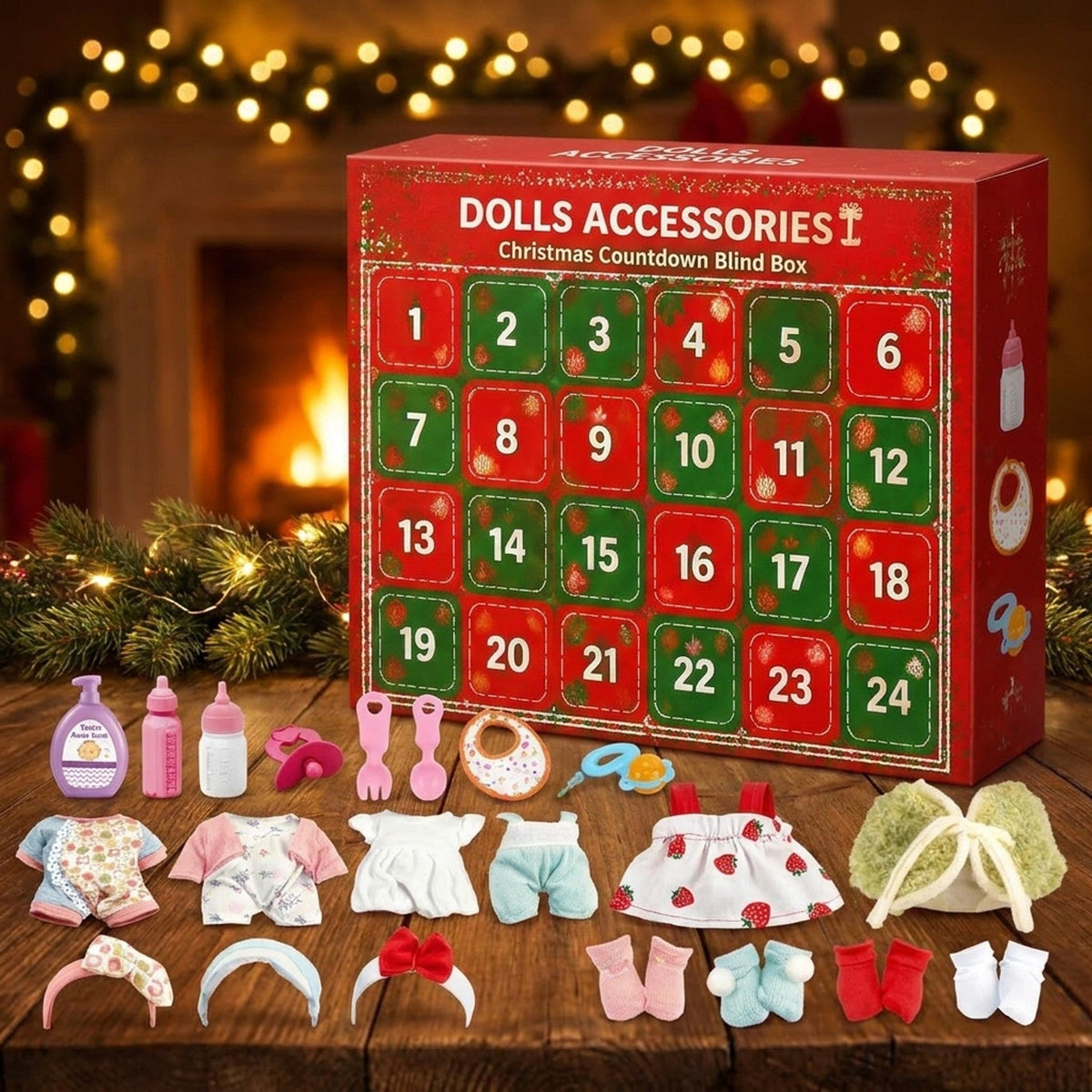 Doll Accessories Advent Calendar, 24 Outfits and Baby Care Surprises