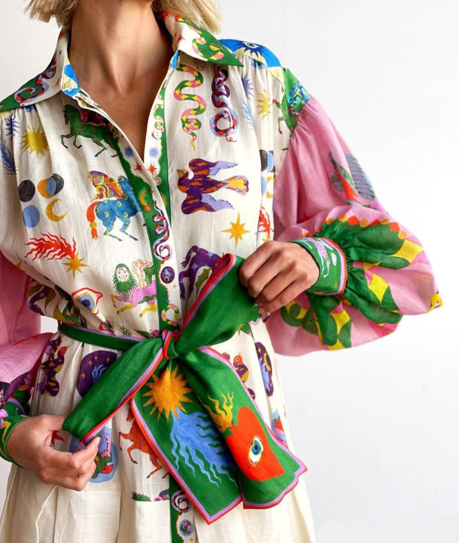 Image of Dominique | Women's Printed Maxi Shirt Dress