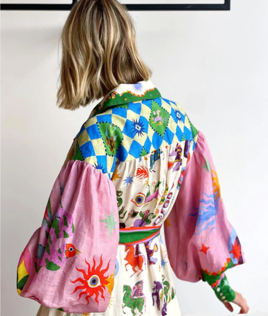 Image of Dominique | Women's Printed Maxi Shirt Dress