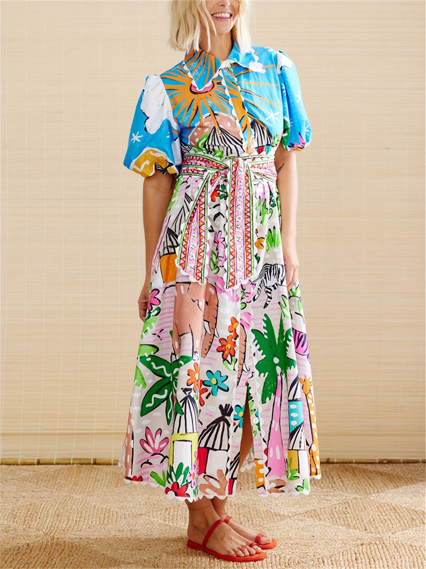 Image of Donna | Women's Short Sleeve A-Line Midi Dress