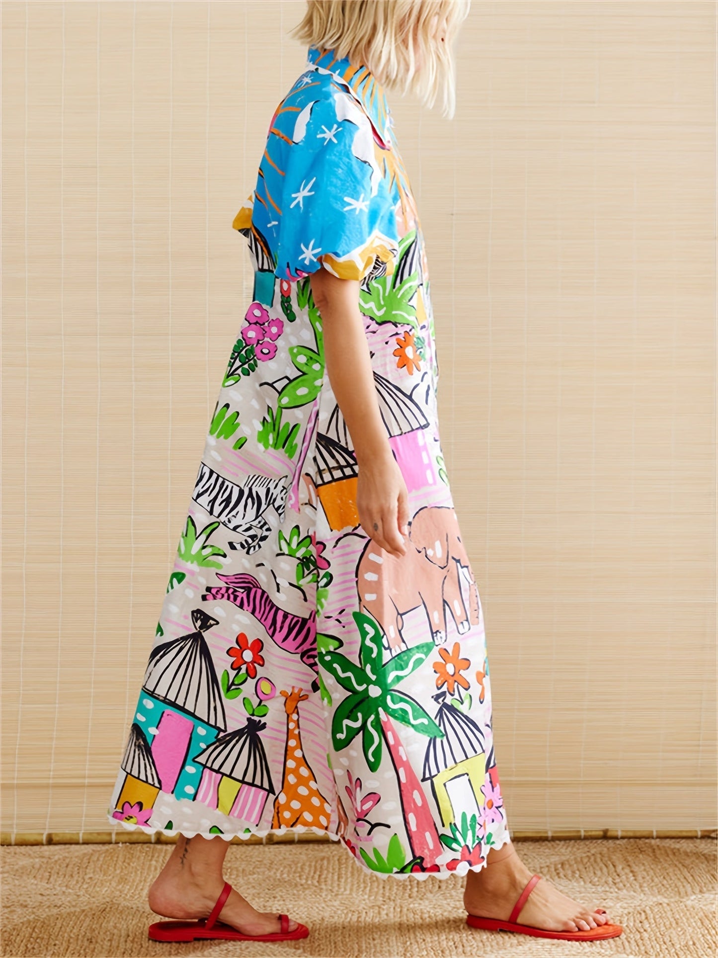Image of Donna | Women's Short Sleeve A-Line Midi Dress