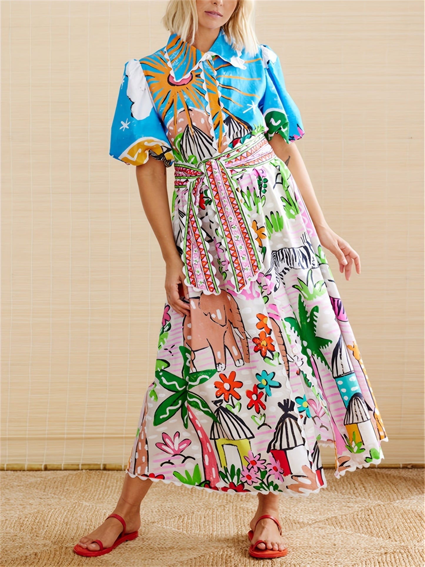 Image of Donna | Women's Short Sleeve A-Line Midi Dress