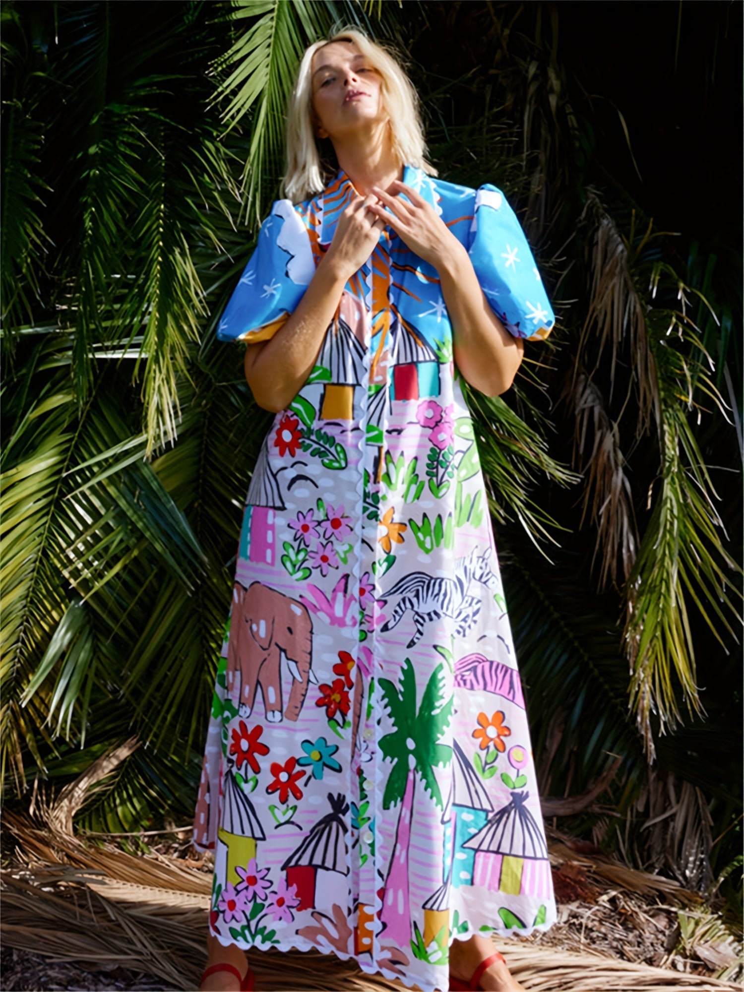 Image of Donna | Women's Short Sleeve A-Line Midi Dress