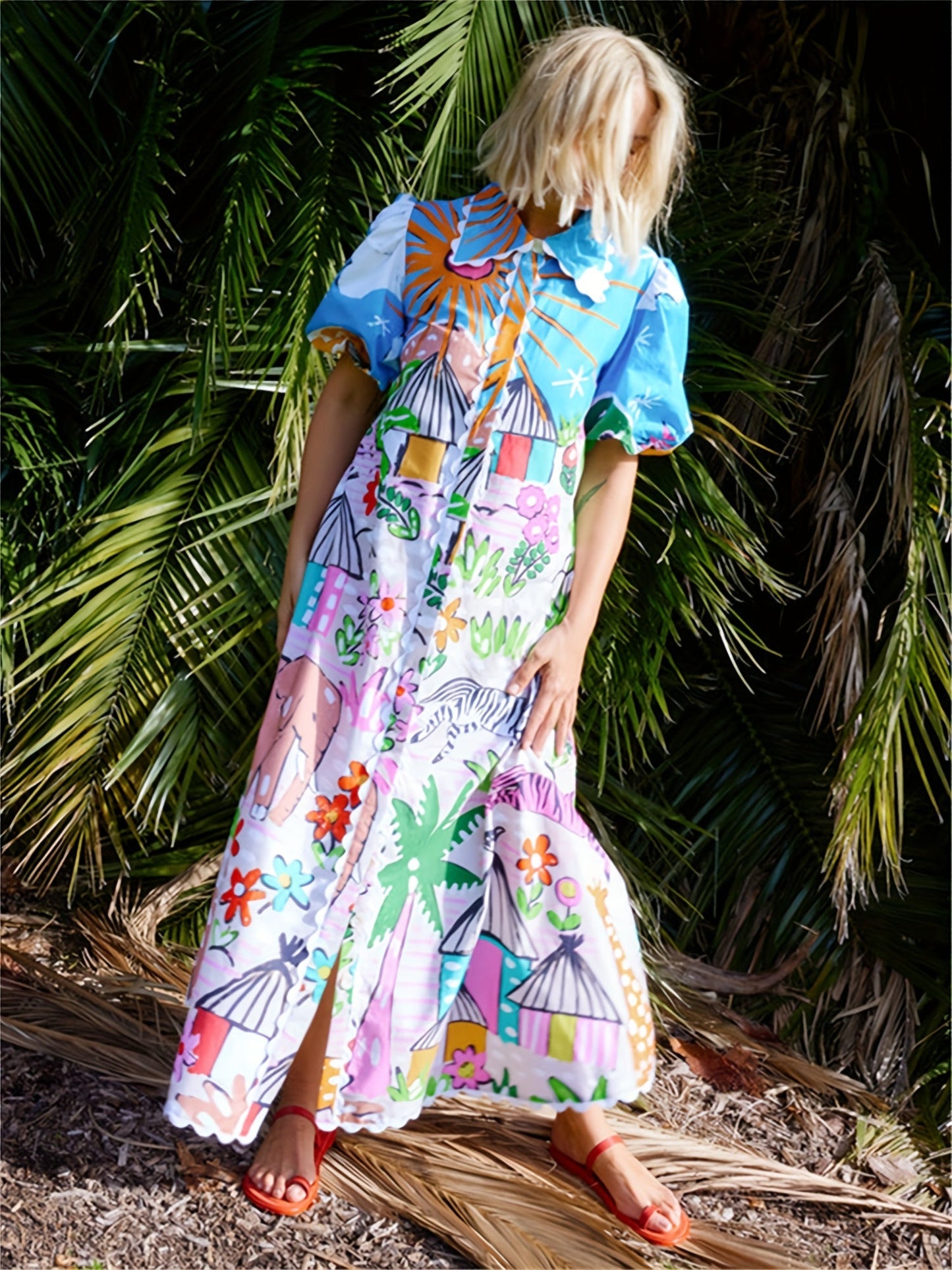 Image of Donna | Women's Short Sleeve A-Line Midi Dress