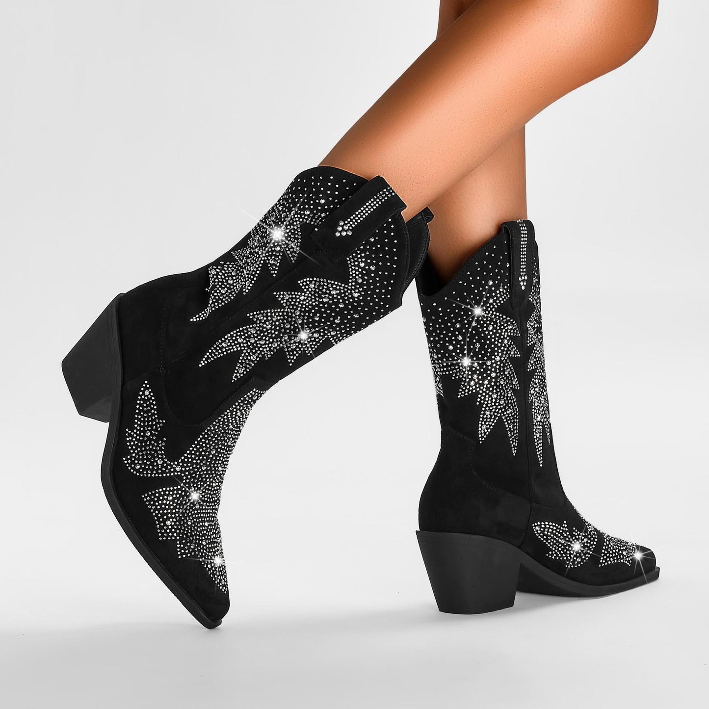 Image of Dorothy | Women's Embellished Mid Calf Pointed Toe Boots
