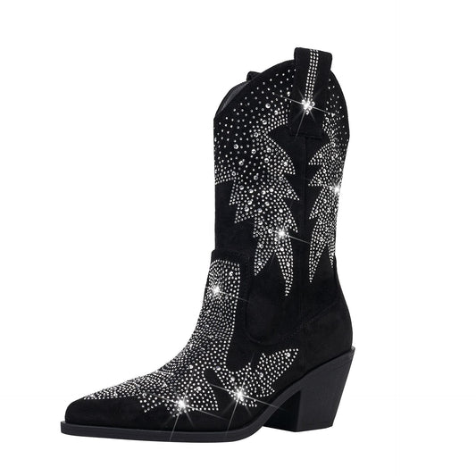 Image of Dorothy | Women's Embellished Mid Calf Pointed Toe Boots