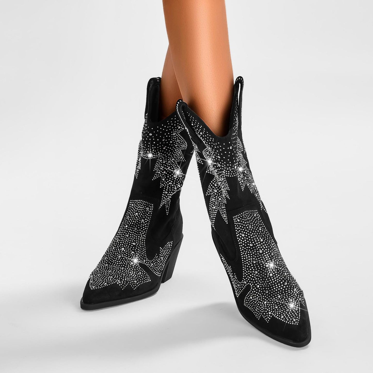 Image of Dorothy | Women's Embellished Mid Calf Pointed Toe Boots