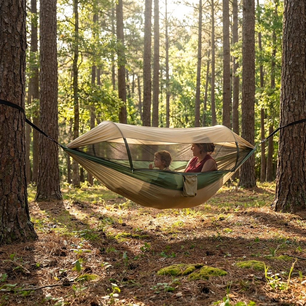 Double Camping Hammock with Mosquito Net