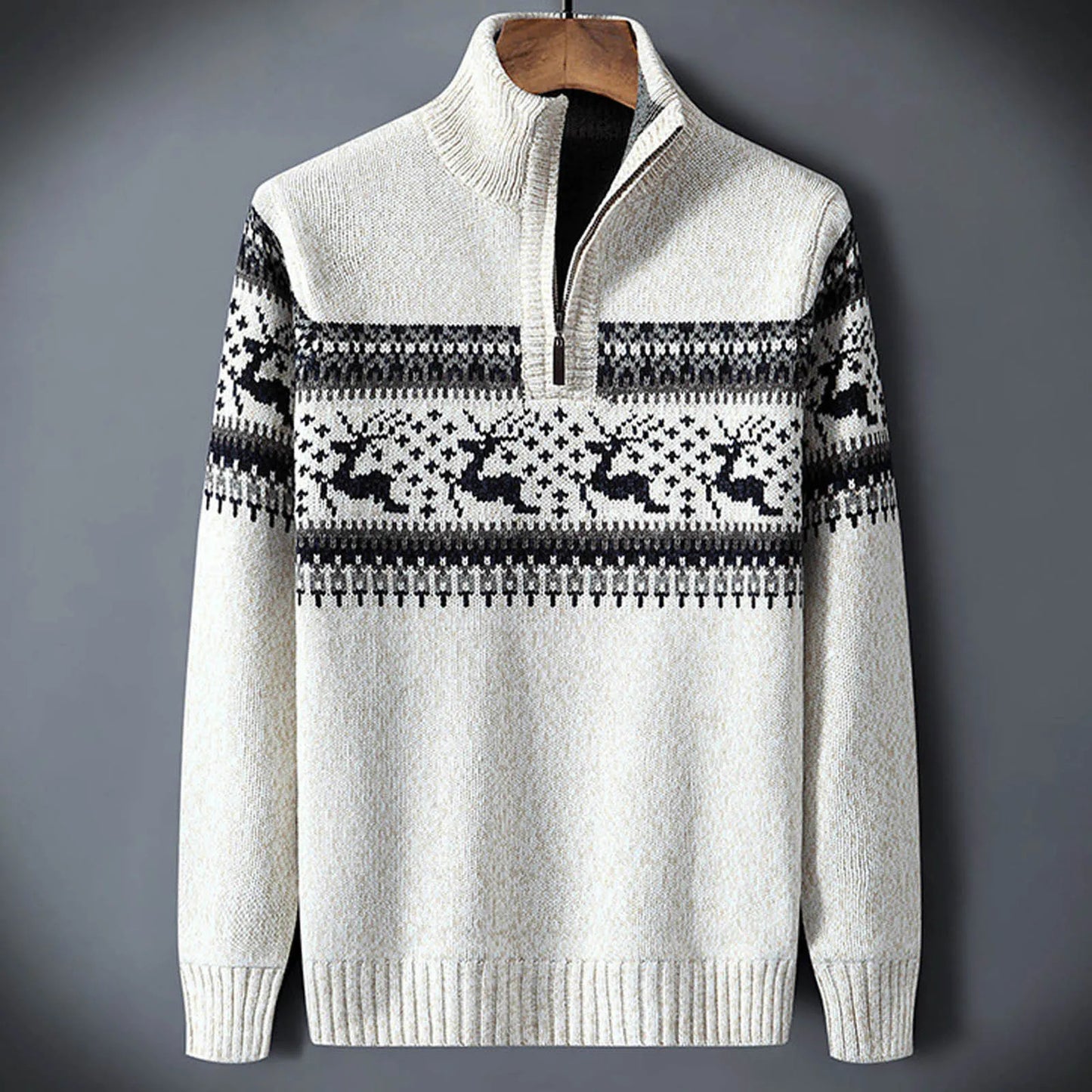 Douglas | Men's Quarter Zip Patterned Sweater - Image 1