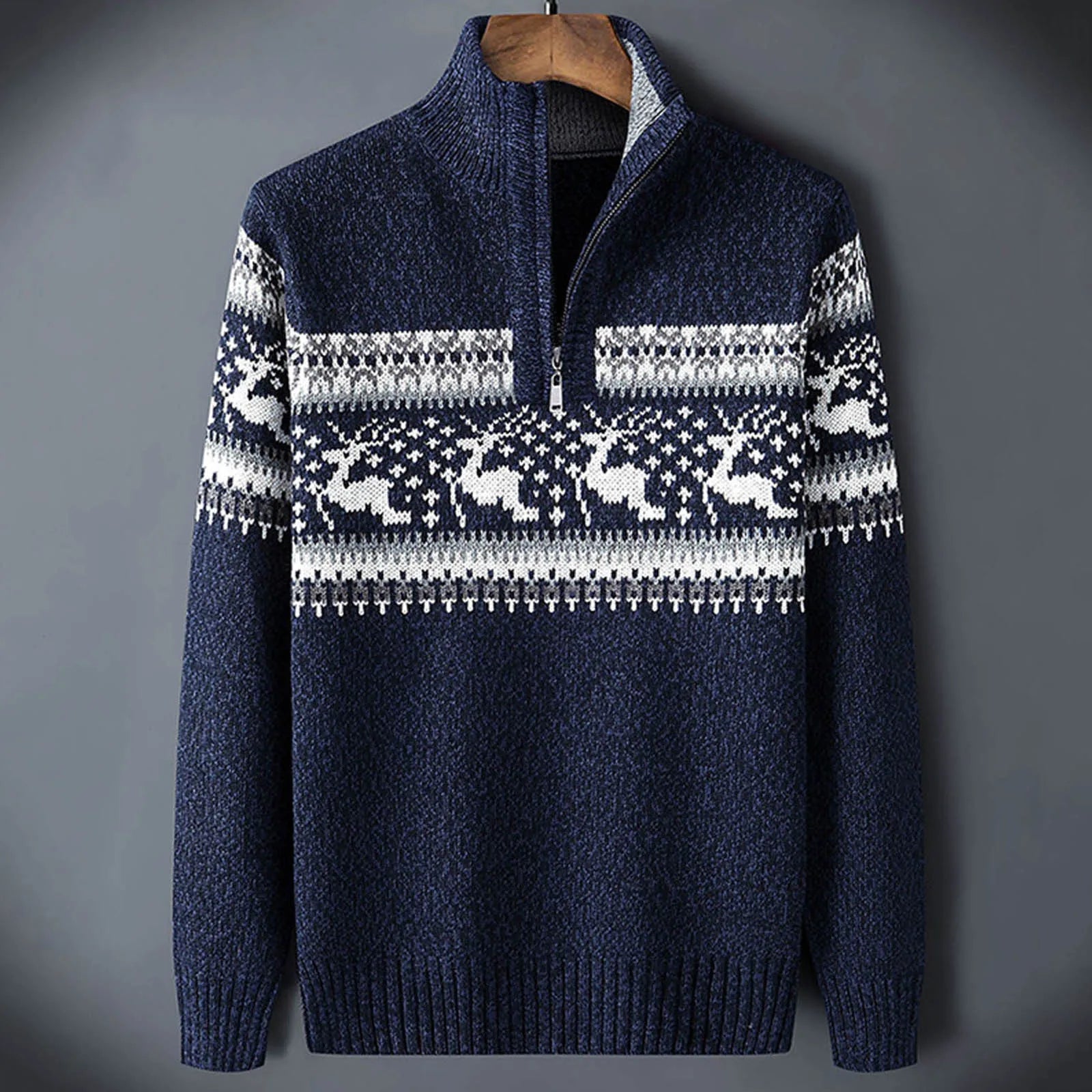 Douglas | Men's Quarter Zip Patterned Sweater - Image 2