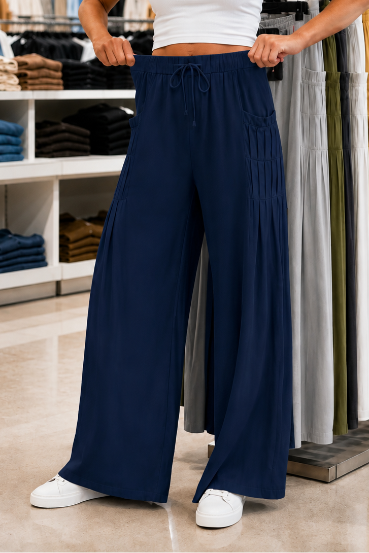 Drawstring Wide Leg Pants