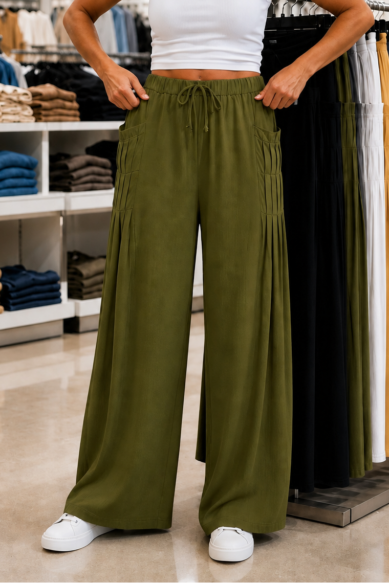 Drawstring Wide Leg Pants