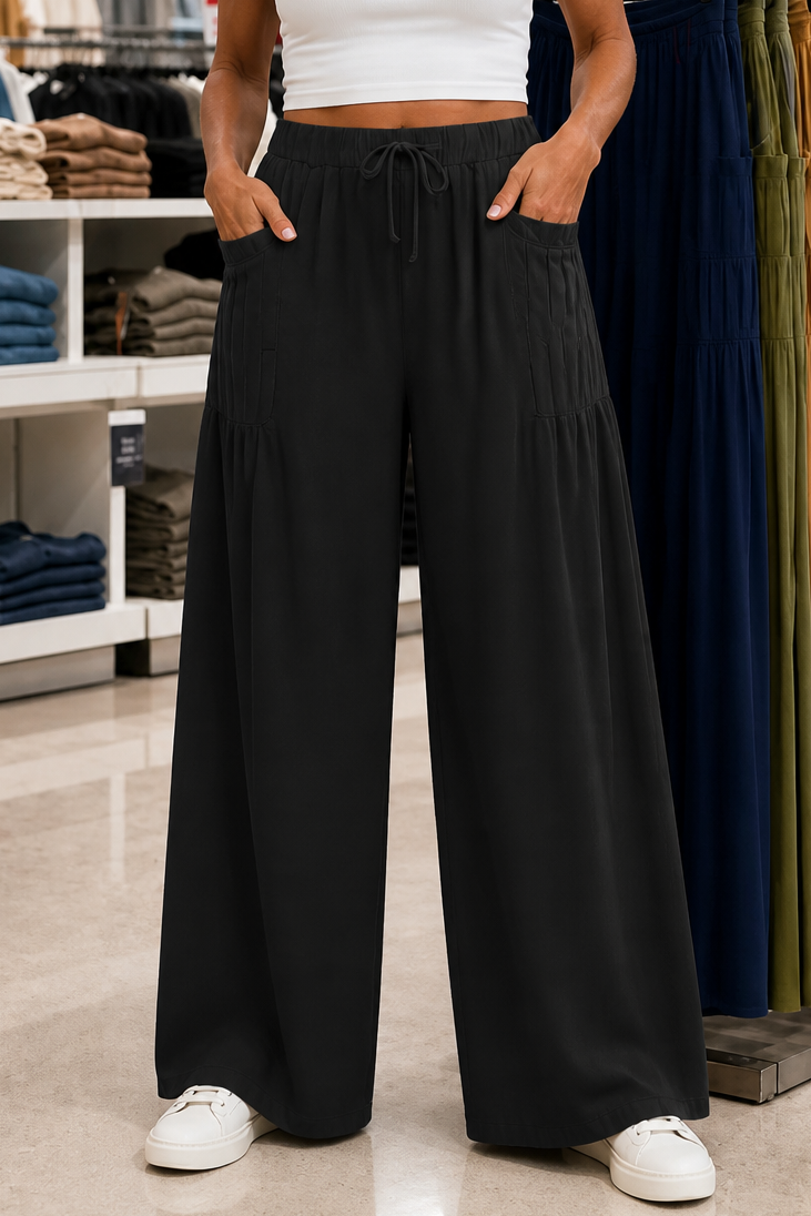 Drawstring Wide Leg Pants