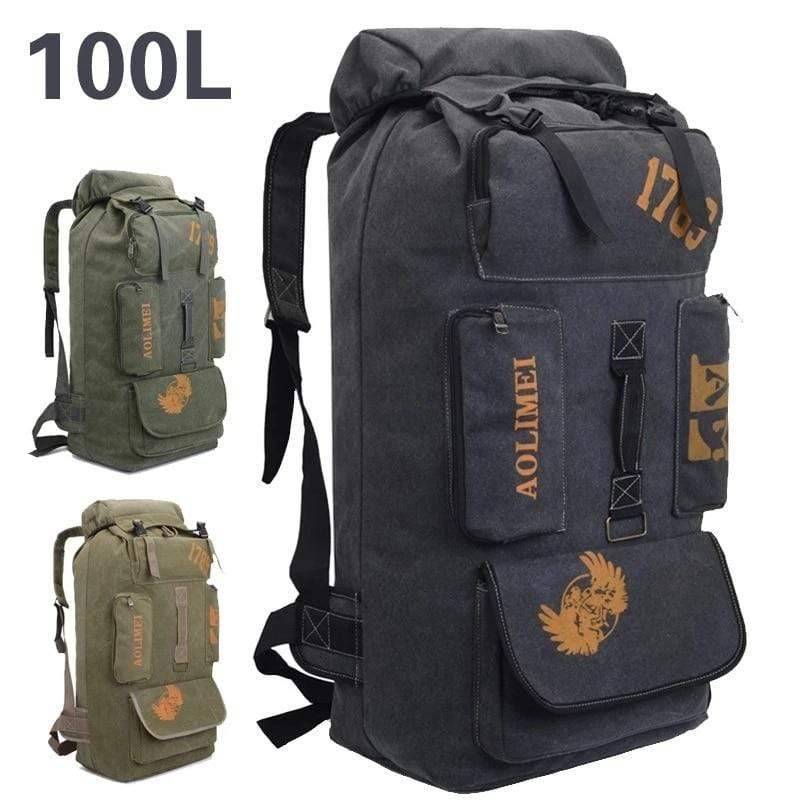 Durable 100L Canvas Camping & Hiking Rucksack Backpack