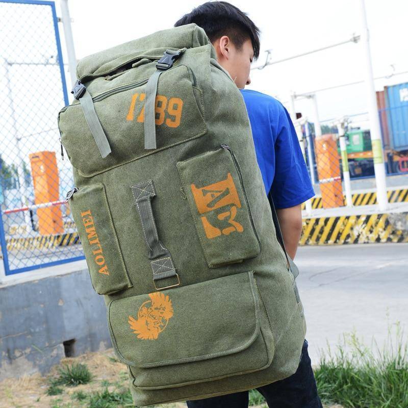 Durable 100L Canvas Camping & Hiking Rucksack Backpack