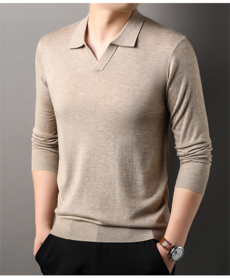 Image of Dwayne | Men's Long Sleeve V-Neck Polo Shirt