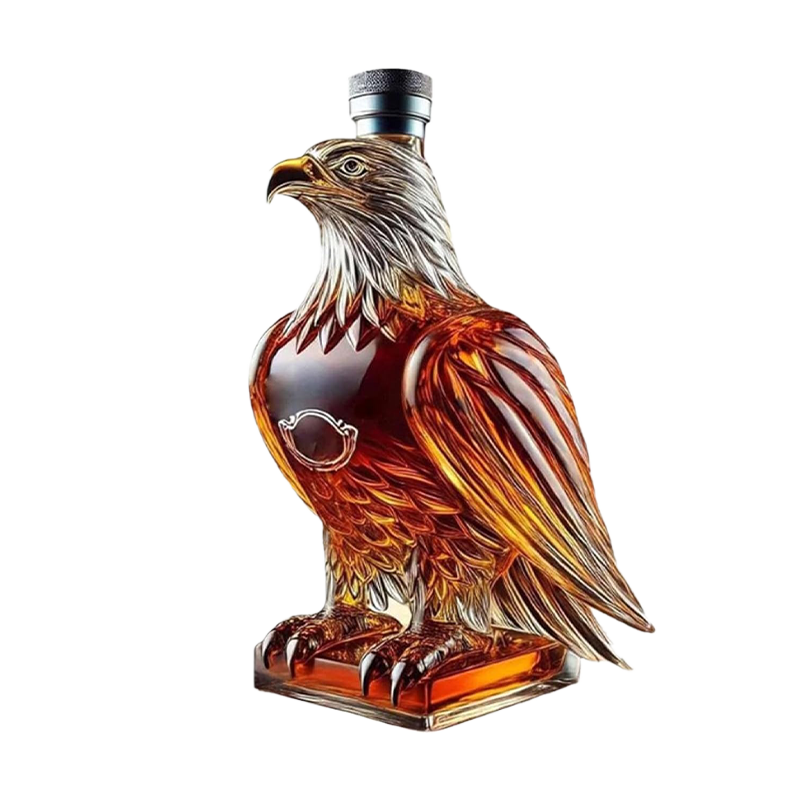 Eagle-Shaped Glass Whiskey Decanter Set with Crystal Glasses