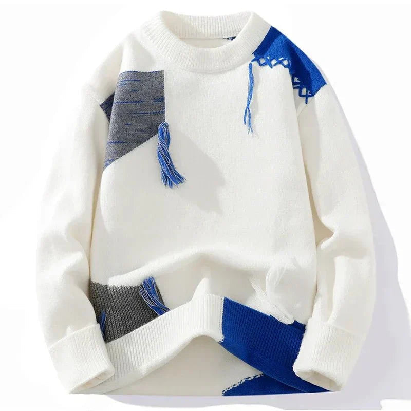 Image of Easton | Men's Patchwork Knit Crewneck Sweater