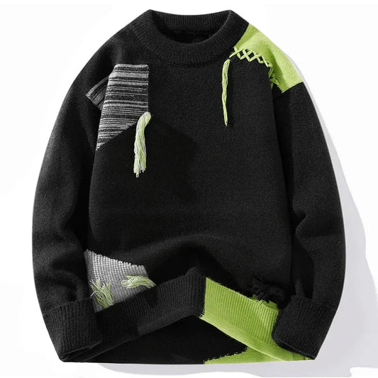 Image of Easton | Men's Patchwork Knit Crewneck Sweater