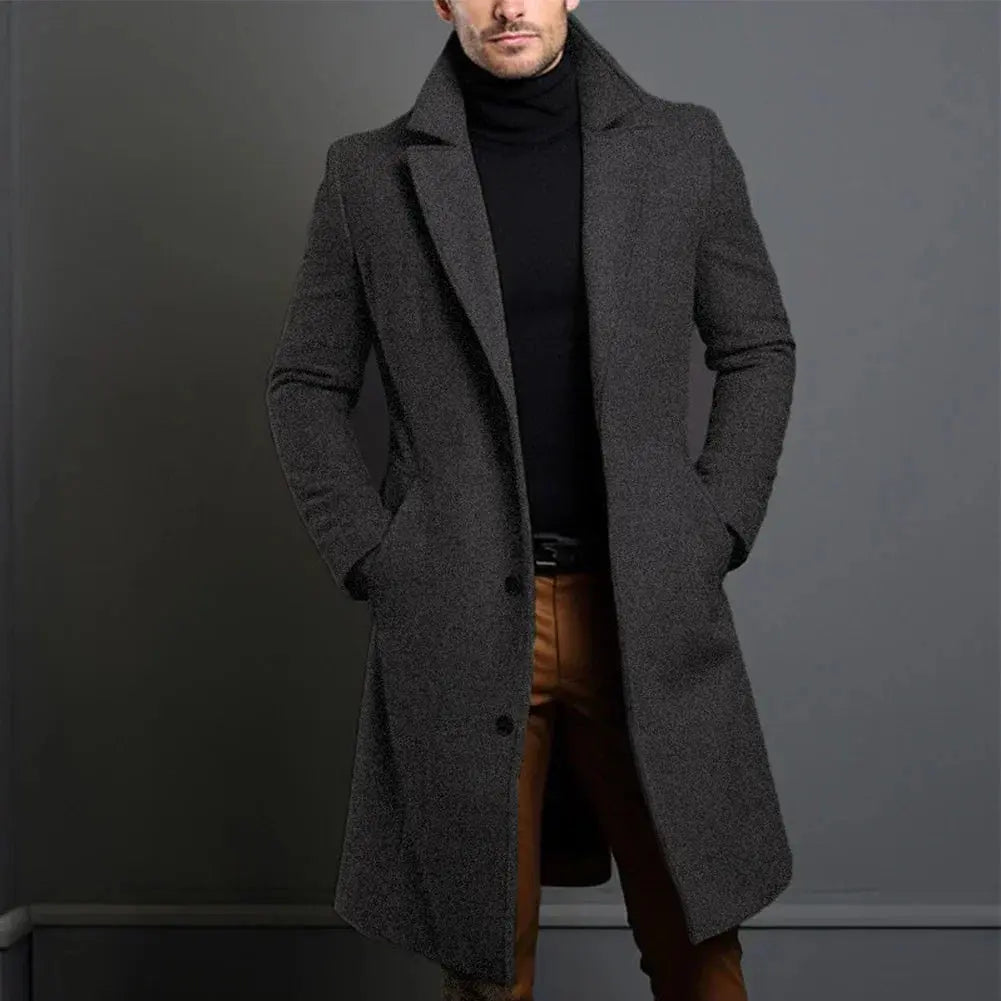 Image of Edison | Men's Slim-Fit Long Overcoat