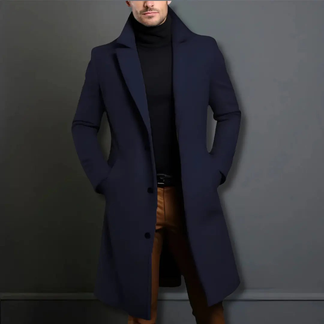 Image of Edison | Men's Slim-Fit Long Overcoat