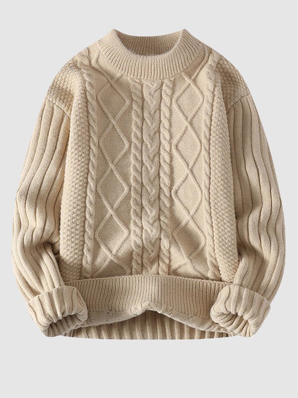 Image of Edmund | Men's Cable Knit Crew Neck Sweater
