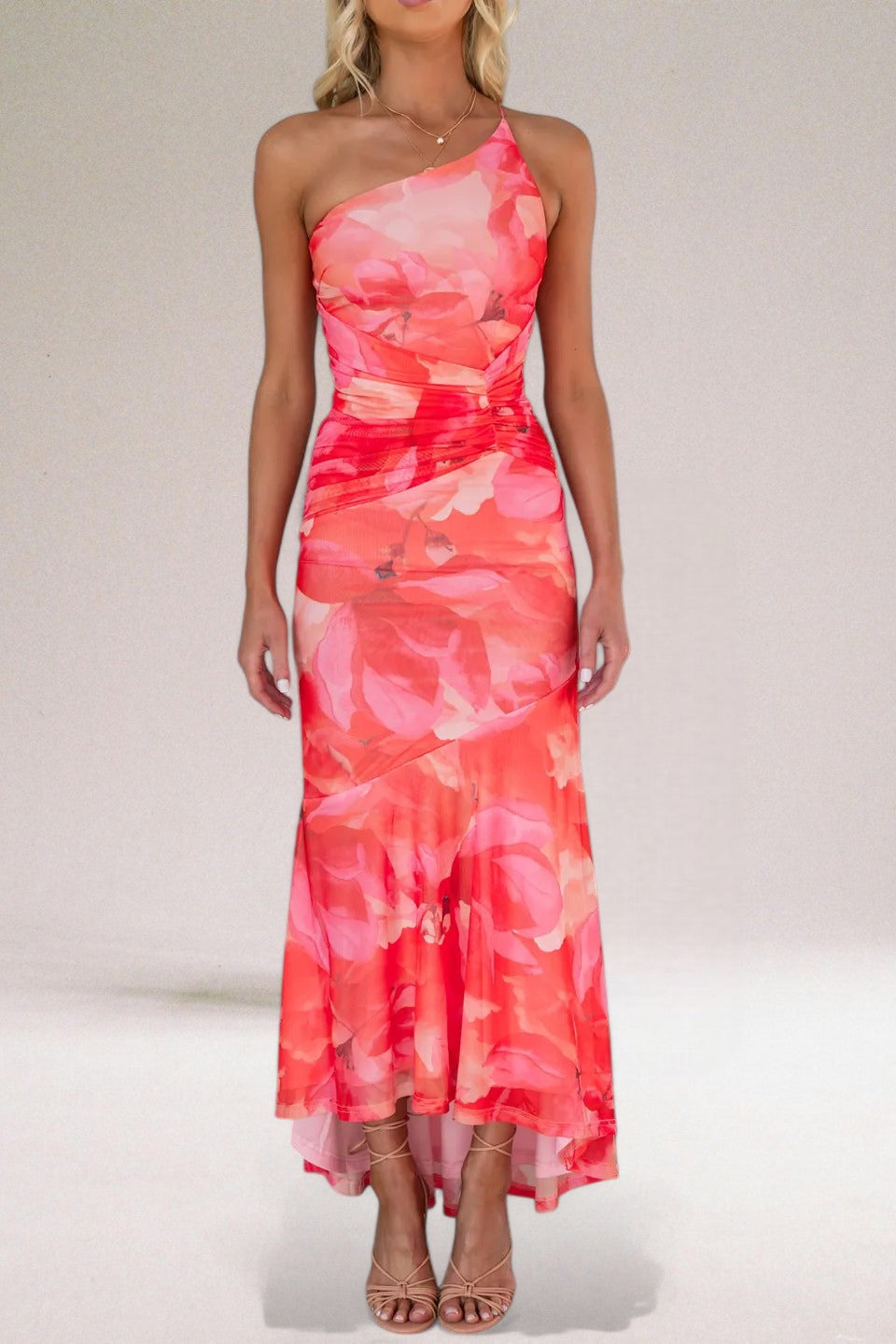 Image of Elaine | Women's One Shoulder Midi Dress
