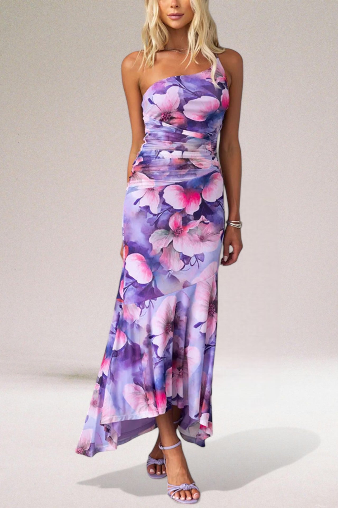 Image of Elaine | Women's One Shoulder Midi Dress
