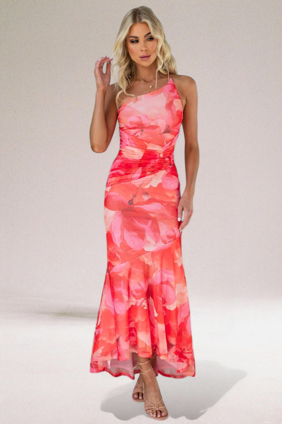 Image of Elaine | Women's One Shoulder Midi Dress