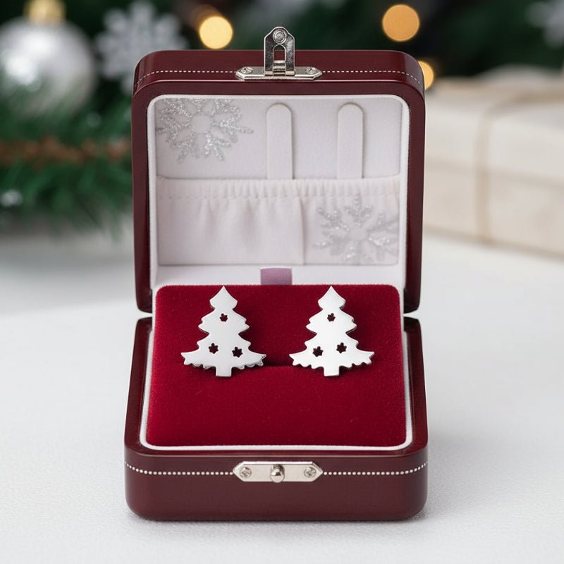 Elegant 925 Sterling Silver Christmas Stud Earrings with Sparkling Shine