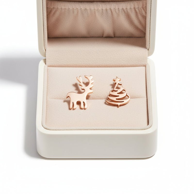 Elegant 925 Sterling Silver Christmas Stud Earrings with Sparkling Shine