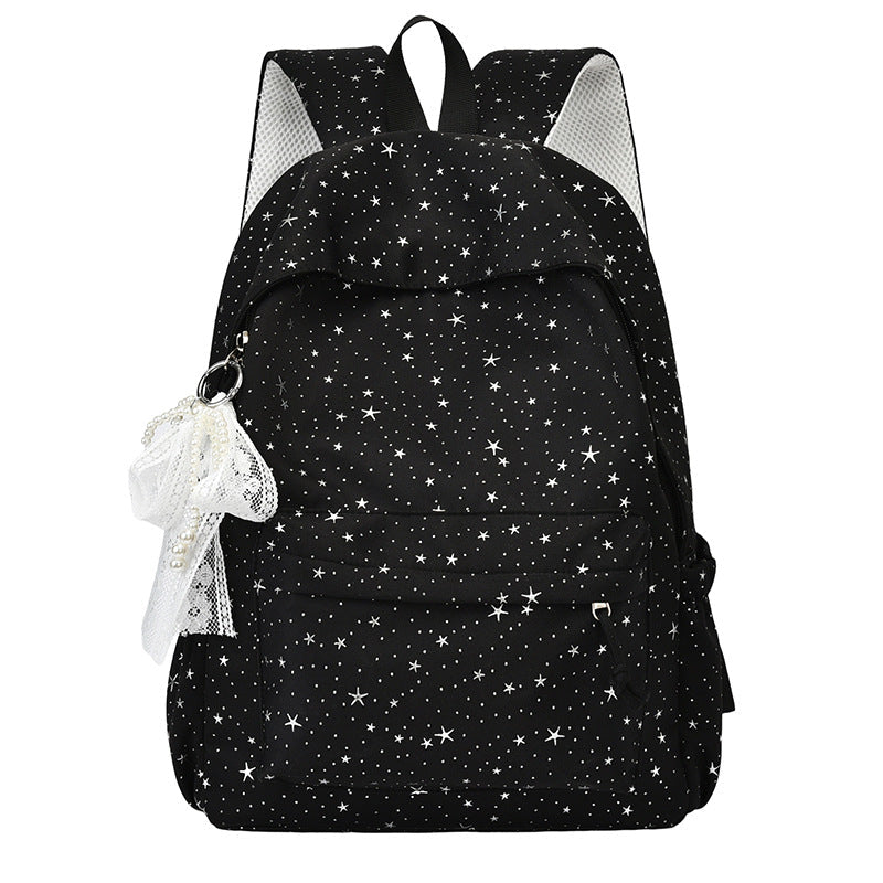 Elegant Backpack with Glittering Stars and Practical Compartments