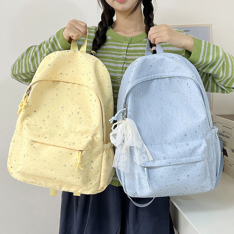 Elegant Backpack with Glittering Stars and Practical Compartments