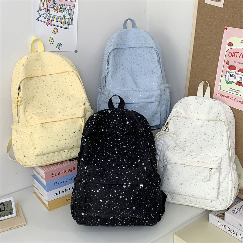 Elegant Backpack with Glittering Stars and Practical Compartments